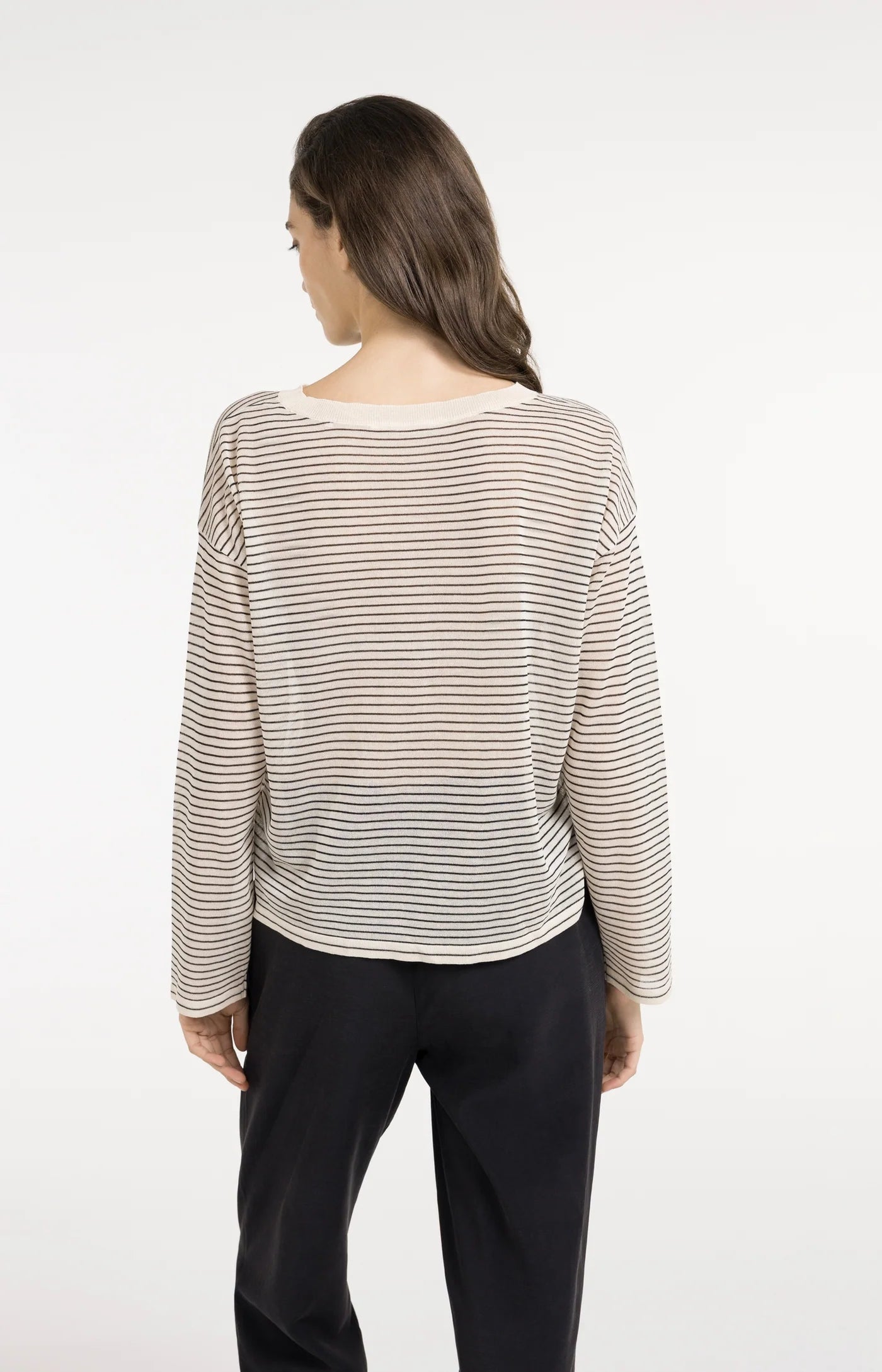 Yaya Fine Knit Sweater - Creme Stripe
