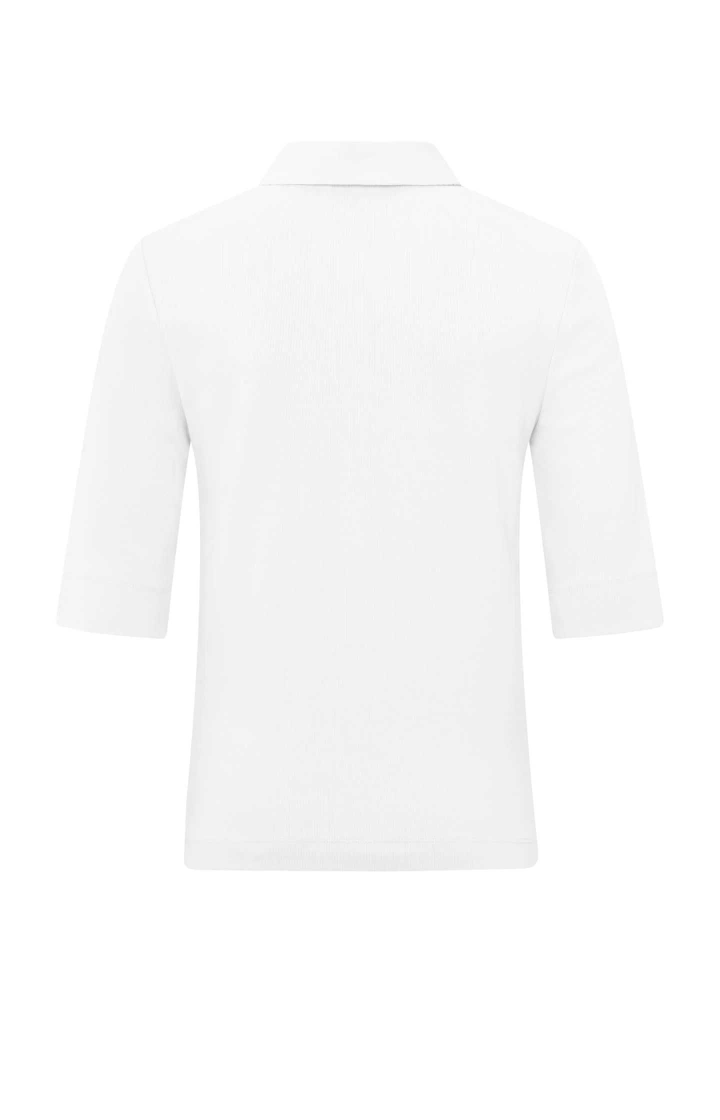 Yaya Fine Rib Jersey Polo - Pure White Clothing - Tops - Shirts - SS Knits by Yaya | Grace the Boutique
