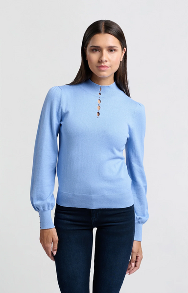 Yaya Frankie Sweater - Bel Air Blue Clothing - Tops - Sweaters - Pullovers by Yaya | Grace the Boutique