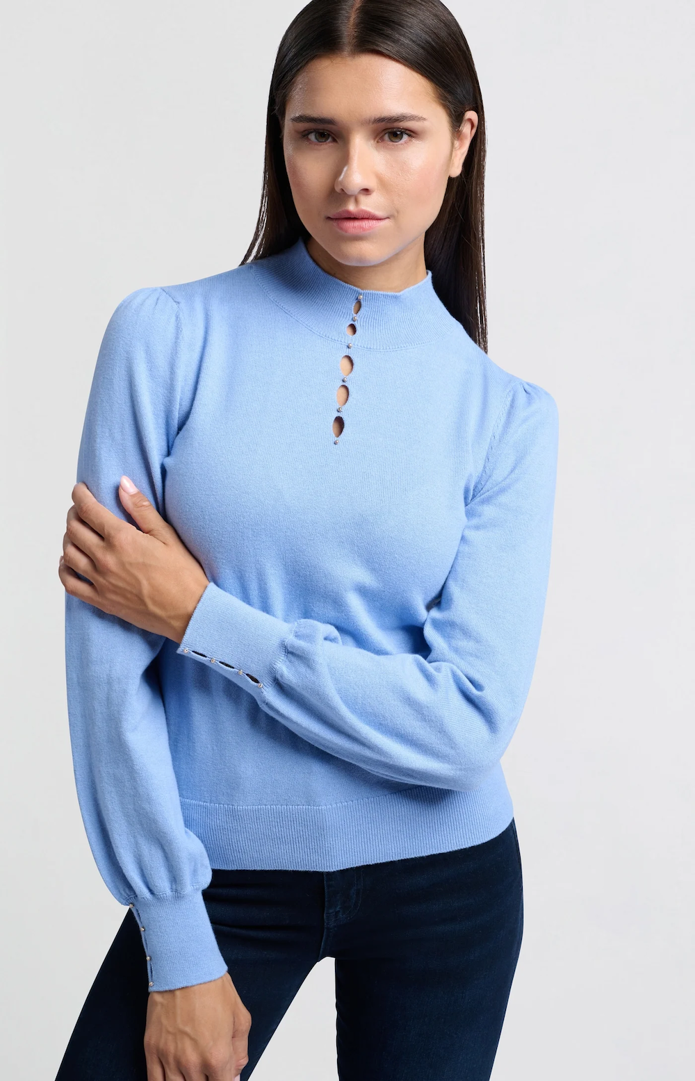 Yaya Frankie Sweater - Bel Air Blue Clothing - Tops - Sweaters - Pullovers by Yaya | Grace the Boutique