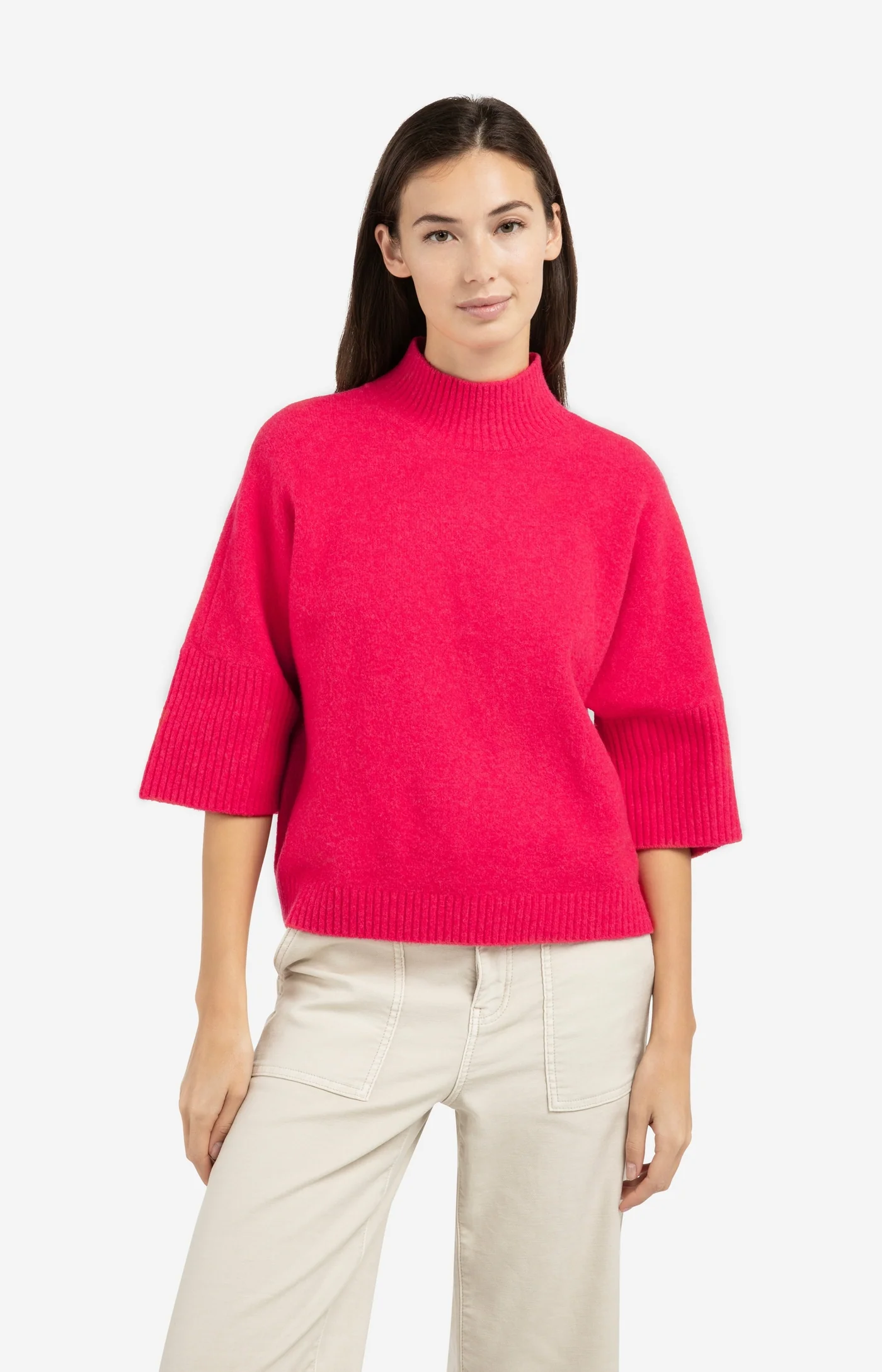 Yaya Half Sleeve Sweater - Rose Red