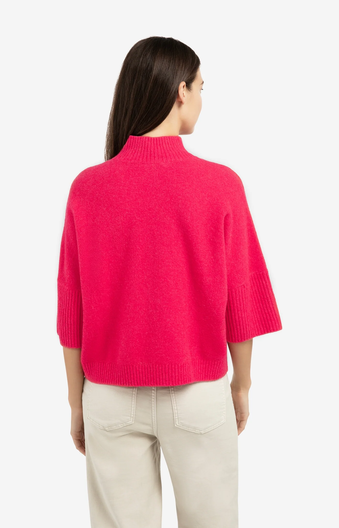 Yaya Half Sleeve Sweater - Rose Red