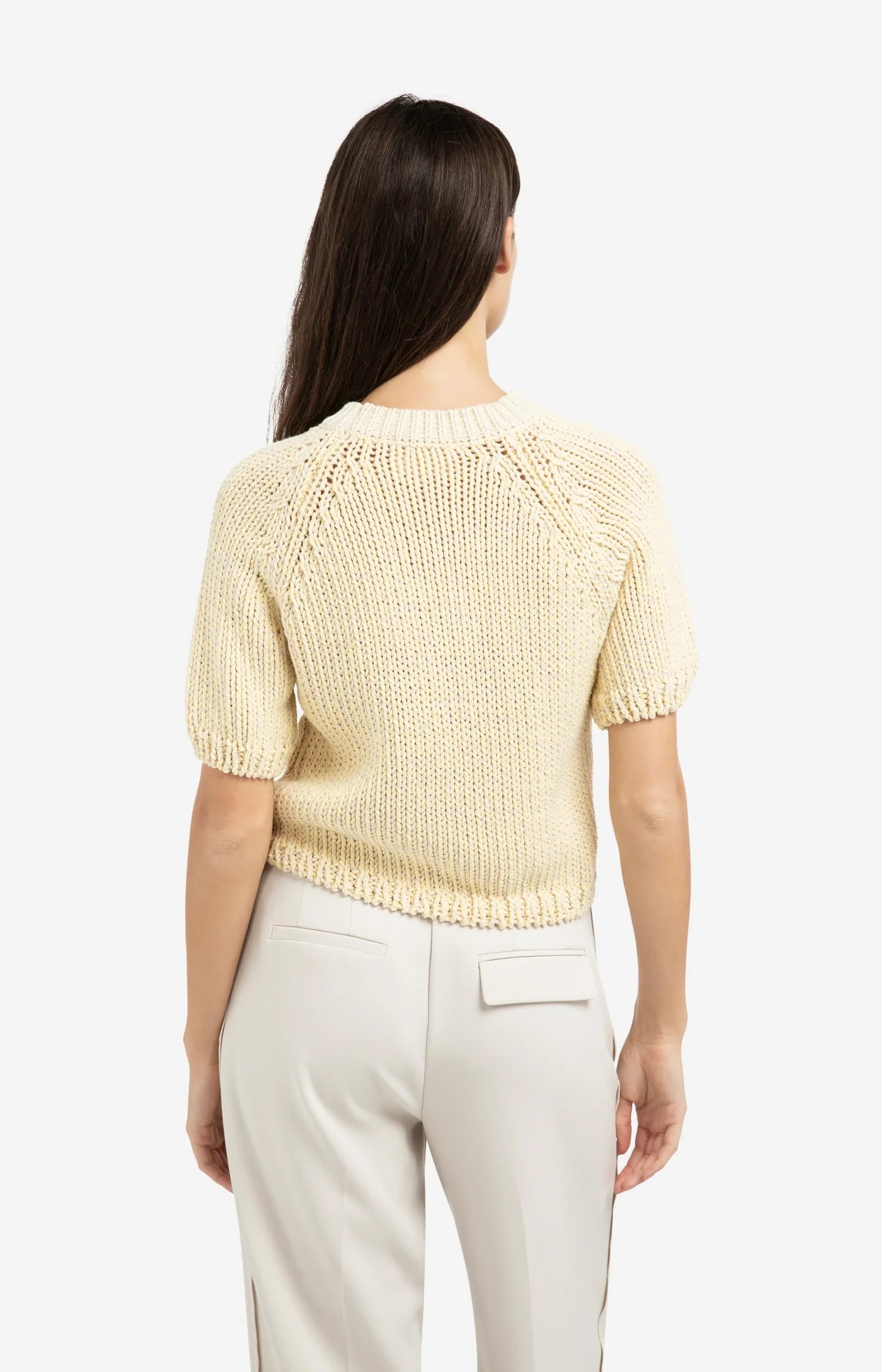 Yaya Half Sleeve Yarn Sweater - Yellow