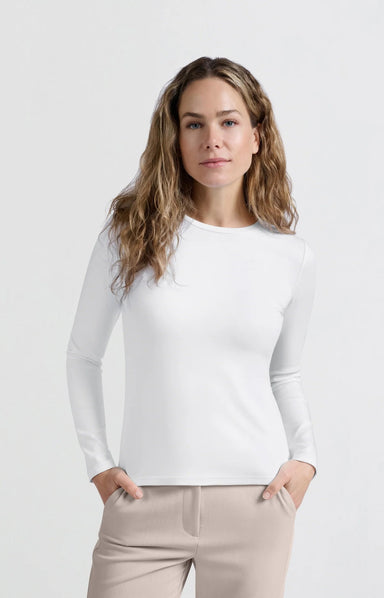 Yaya Heavy Knit Long Sleeve Tee - Pure White Clothing - Tops - Shirts - LS Knits by Yaya | Grace the Boutique