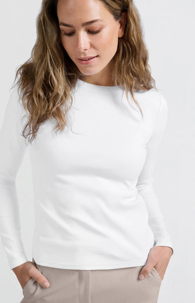 Yaya Heavy Knit Long Sleeve Tee - Pure White Clothing - Tops - Shirts - LS Knits by Yaya | Grace the Boutique