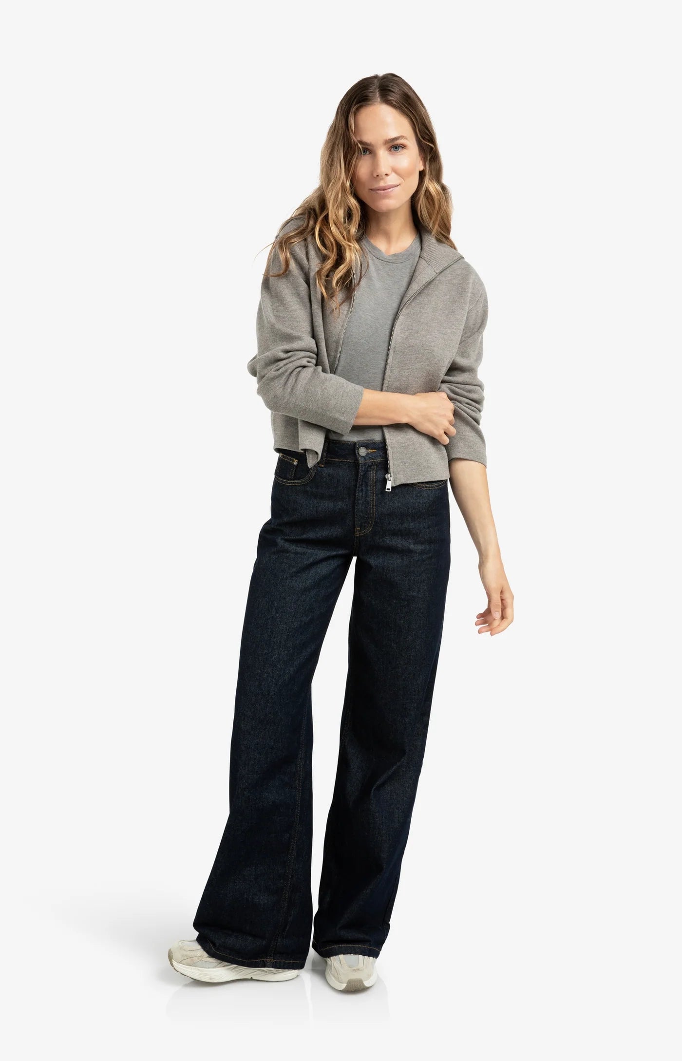 Yaya High Neckline Cardi - Taupe Grey