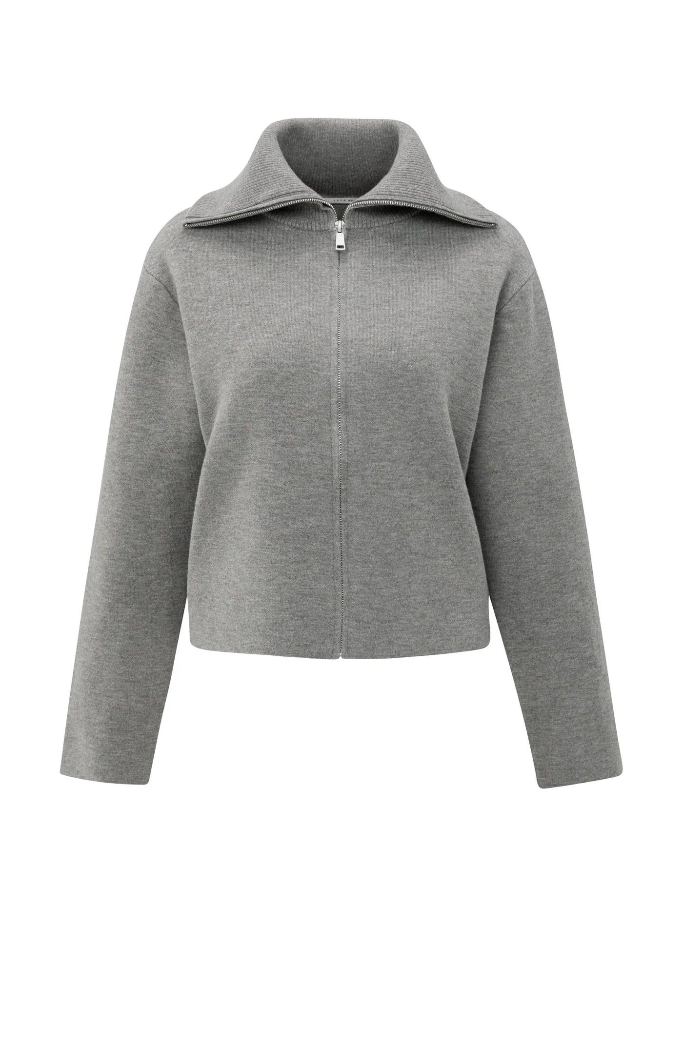 Yaya High Neckline Cardi - Taupe Grey