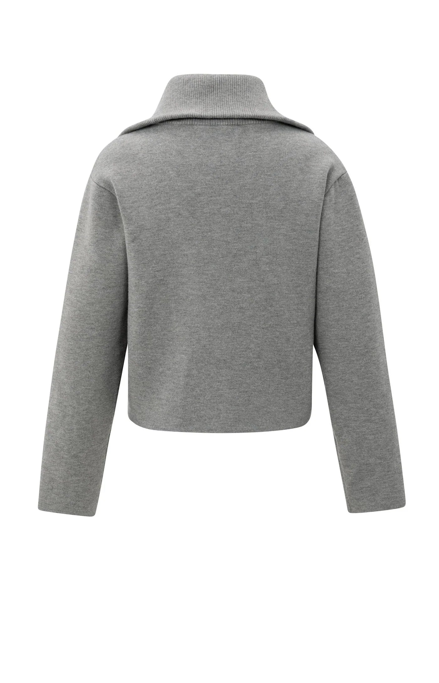 Yaya High Neckline Cardi - Taupe Grey