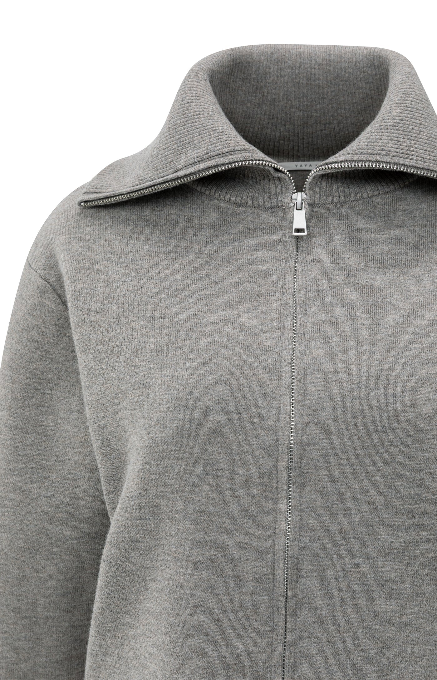 Yaya High Neckline Cardi - Taupe Grey