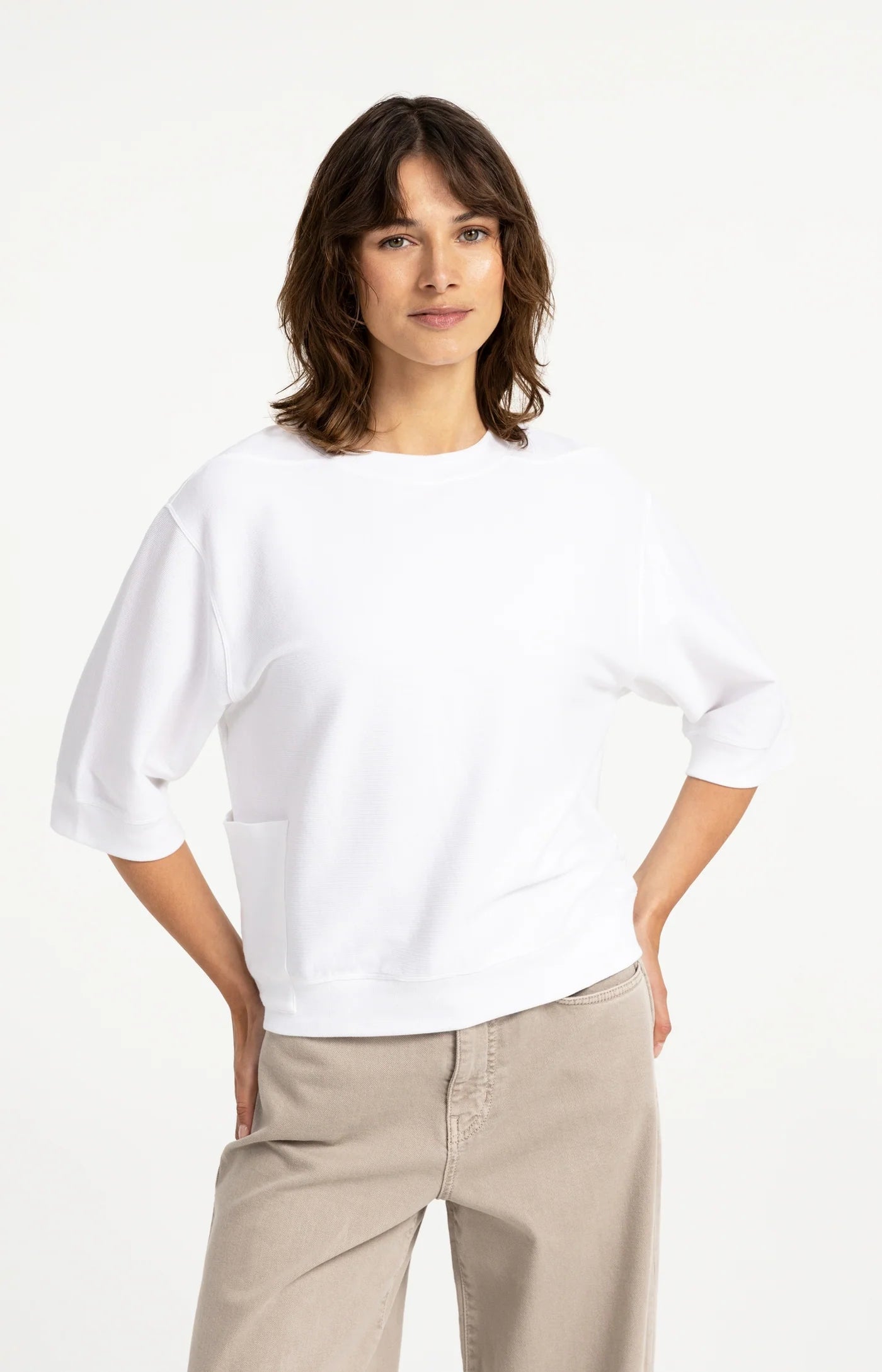 Yaya Jersey Rib Tee - White