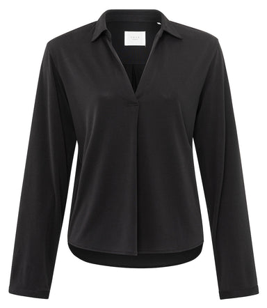 Yaya Jersey V-Neck - Anthracite Clothing - Tops - Shirts - Blouses - Blouses Mid Price by Yaya | Grace the Boutique