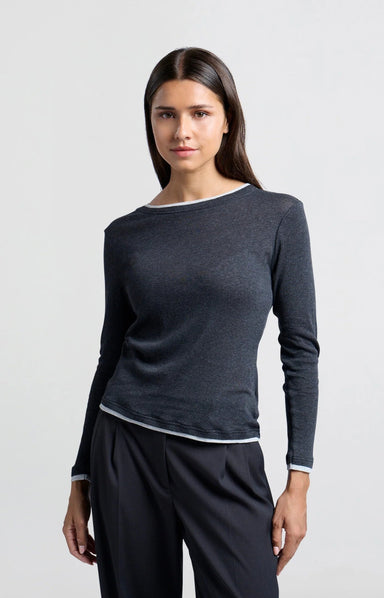 Yaya Kaia Long Sleeve - Anthracite Melange Clothing - Tops - Sweaters - Pullovers by Yaya | Grace the Boutique