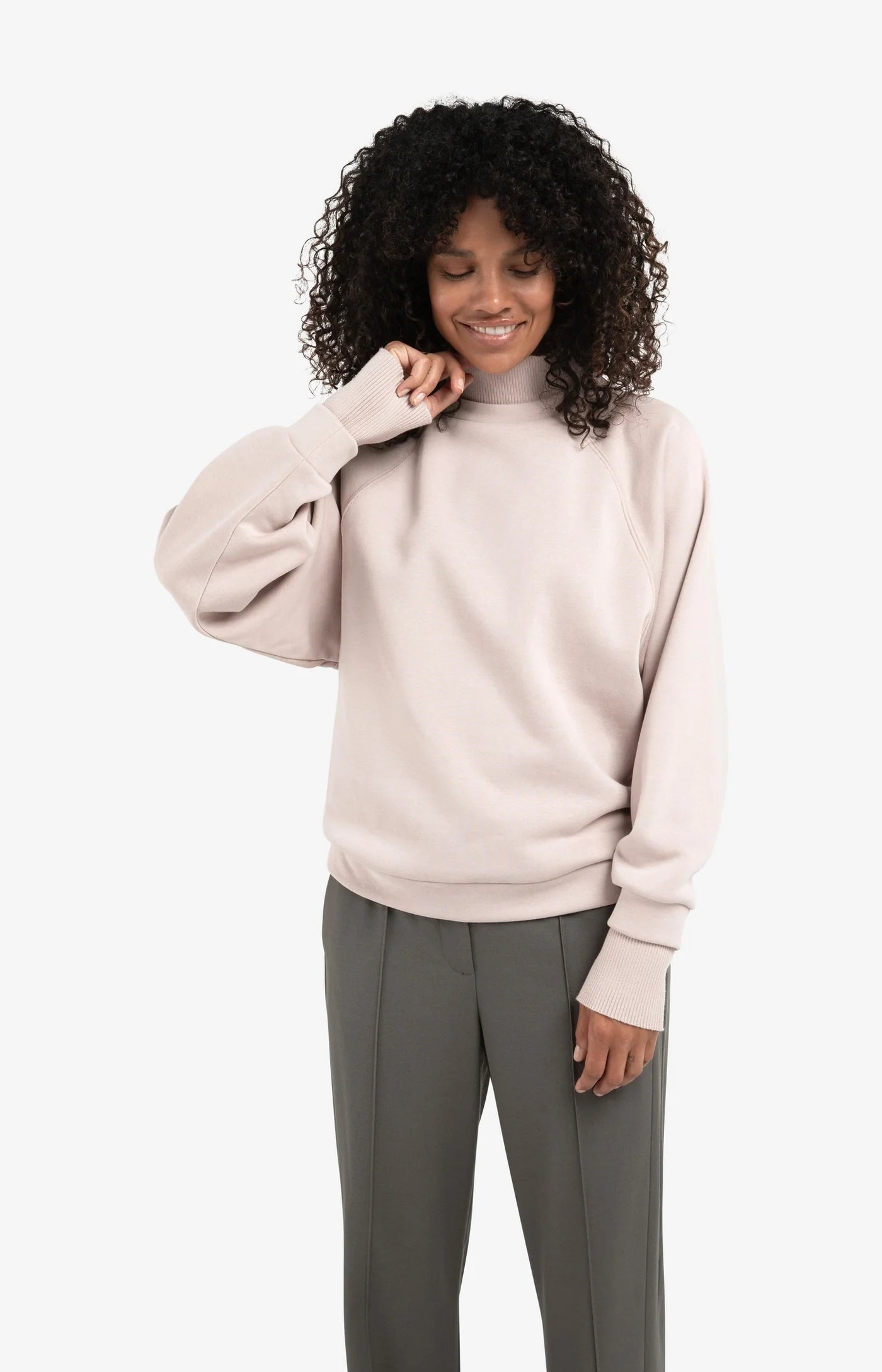 Yaya Knit Cuff Sweatshirt - Shadow Gray Pink
