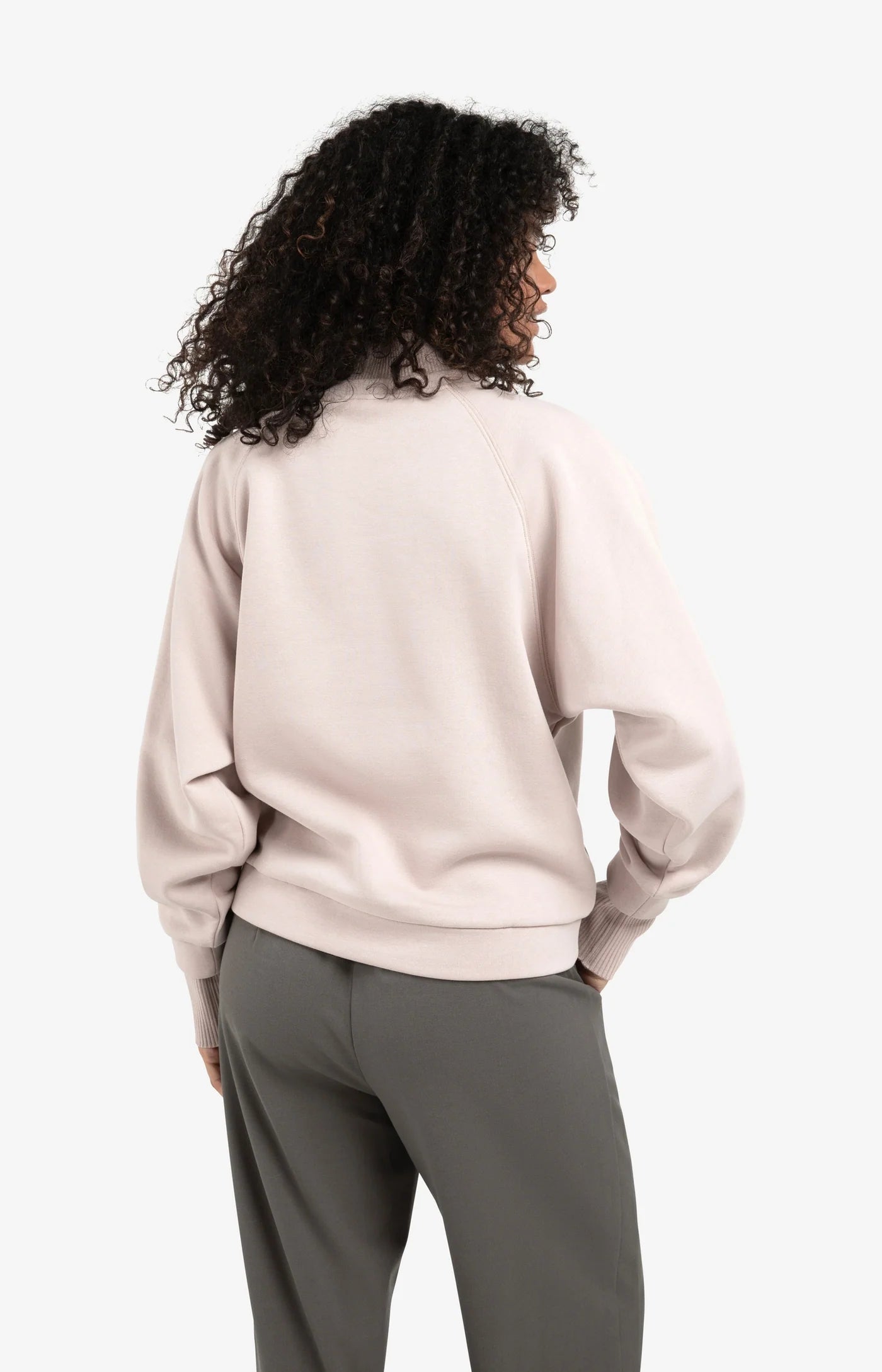 Yaya Knit Cuff Sweatshirt - Shadow Gray Pink