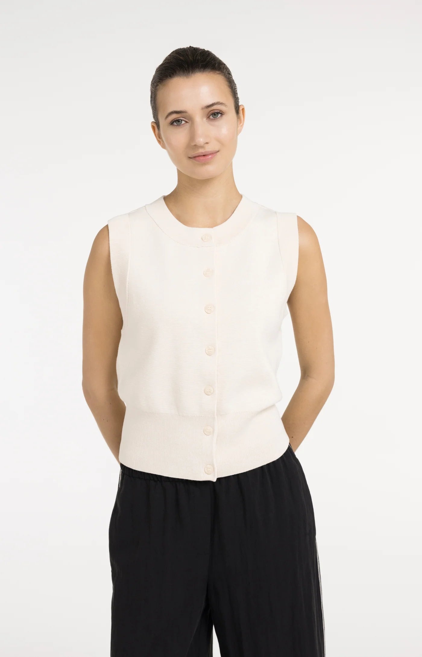 Yaya Knit Vest - Creme
