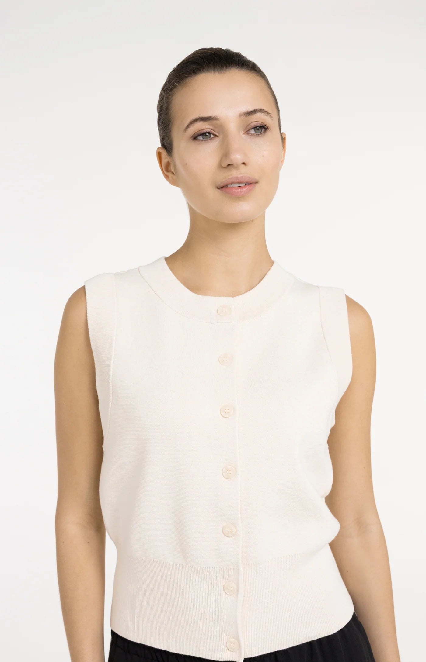 Yaya Knit Vest - Creme