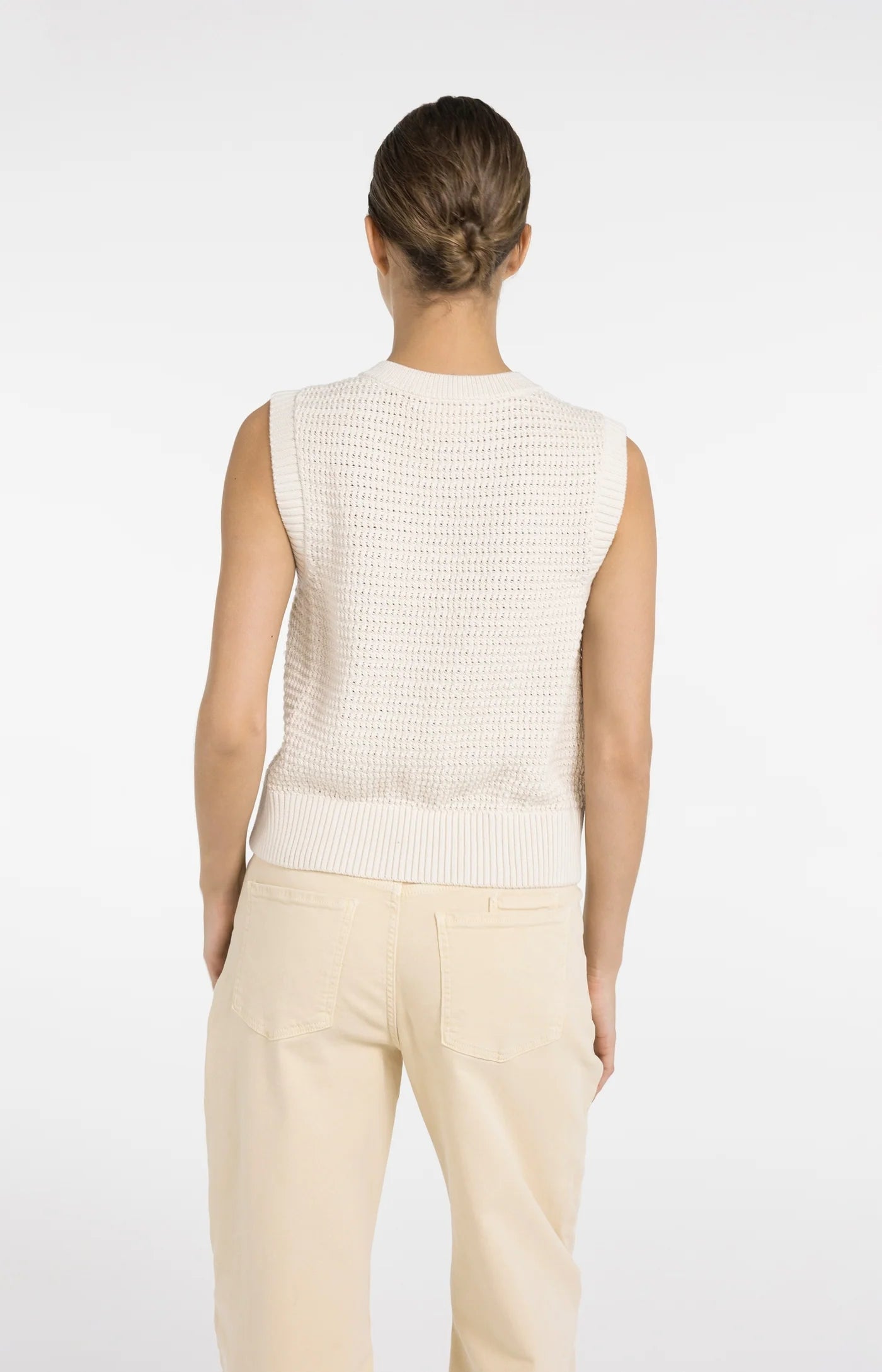 Yaya Knit Vest - Creme/Gold
