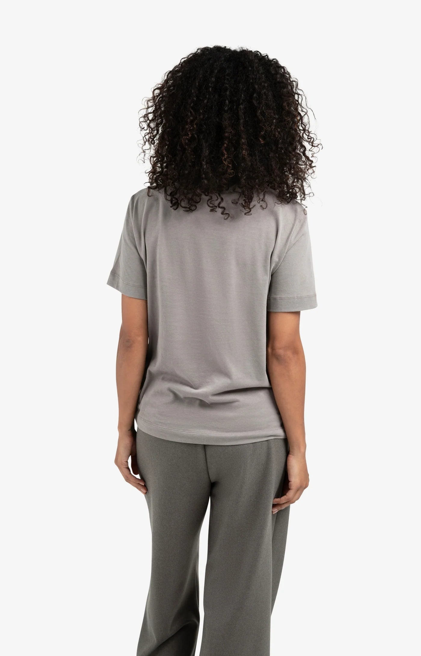 Yaya Knitted Neckline T-shirt - Dark Taupe Grey