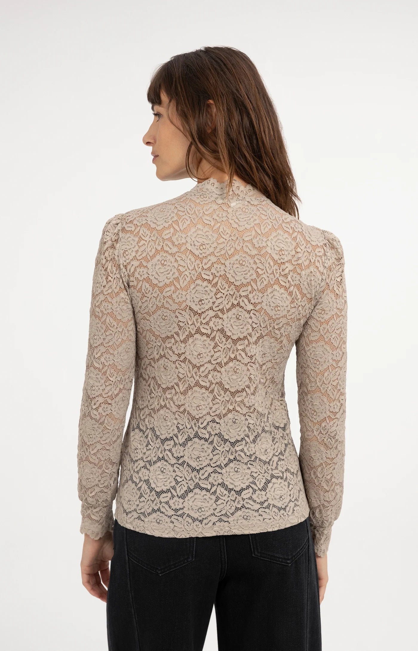 Yaya Lace Top - Cashmere Grey