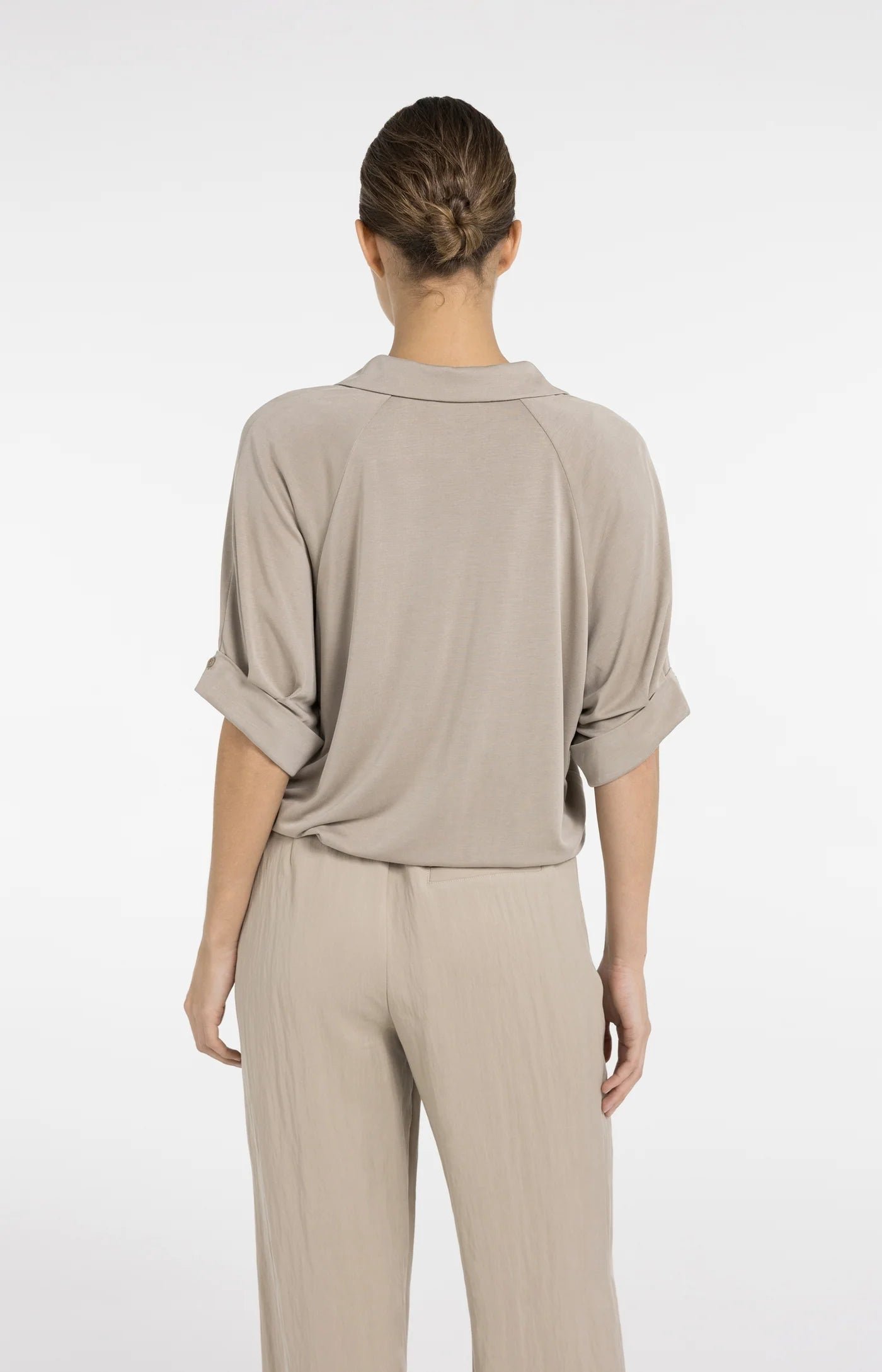 Yaya Pleat Sleeve Tee - Crockery