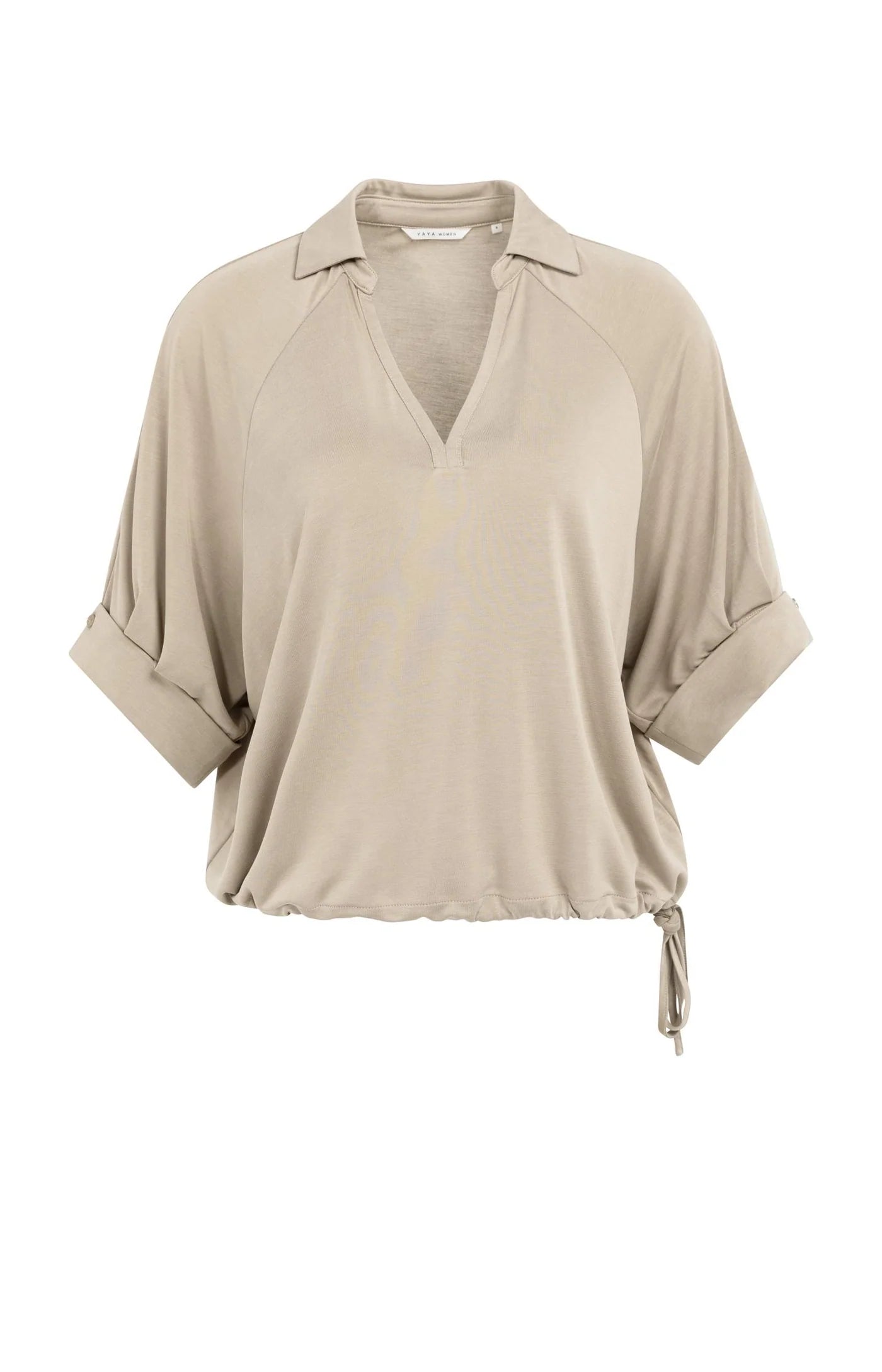 Yaya Pleat Sleeve Tee - Crockery