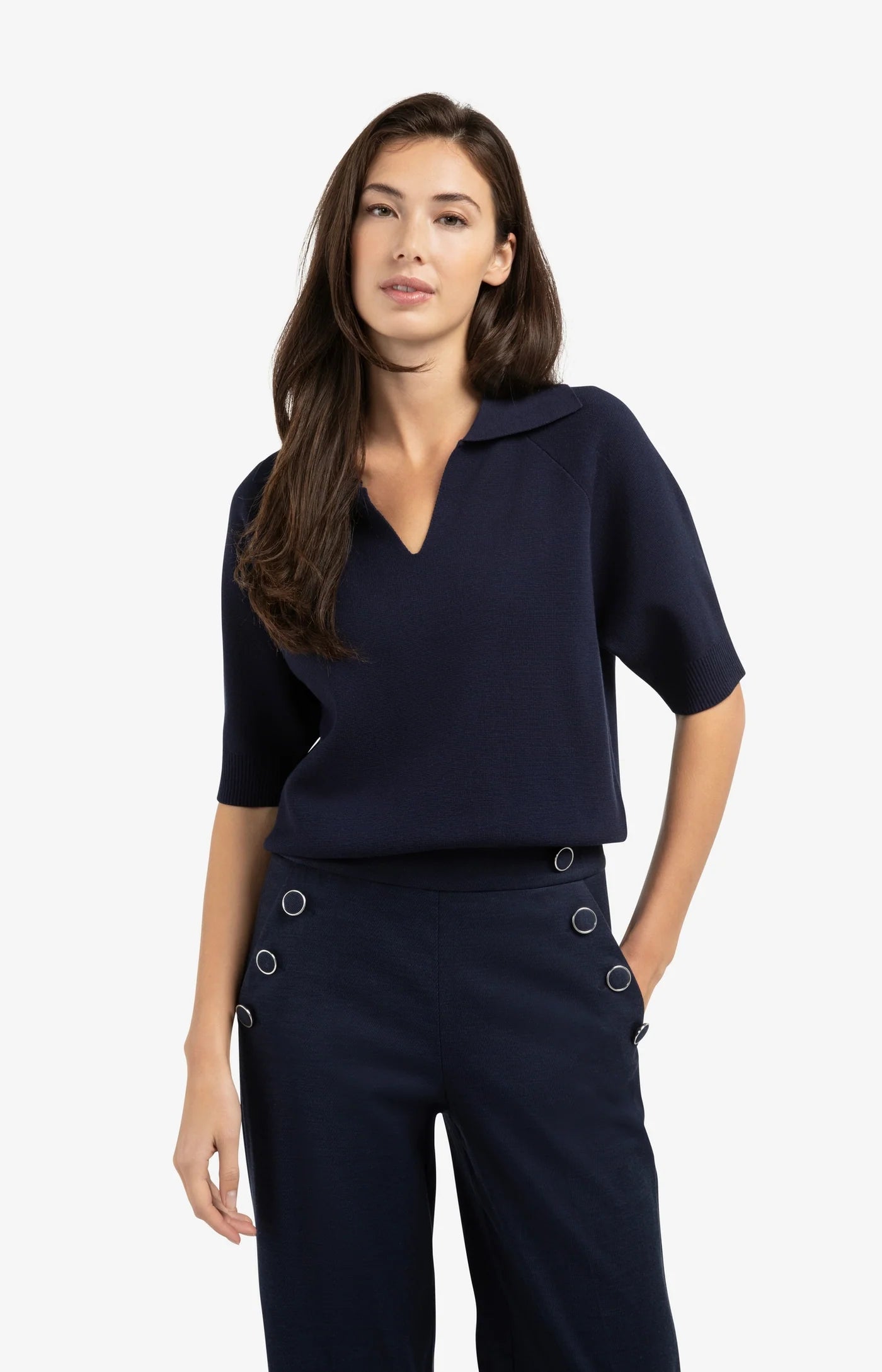 Yaya Polo Sweater - Navy