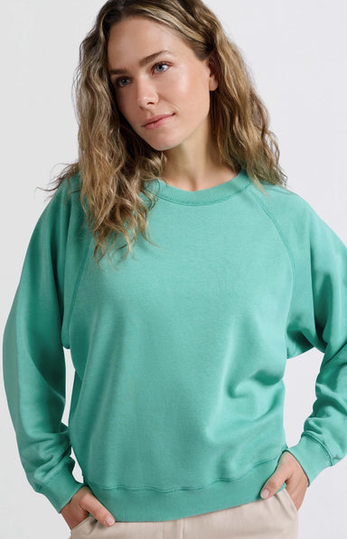 Yaya Raglan Sweatshirt - Pool Blue Clothing - Tops - Sweaters - Sweatshirts by Yaya | Grace the Boutique