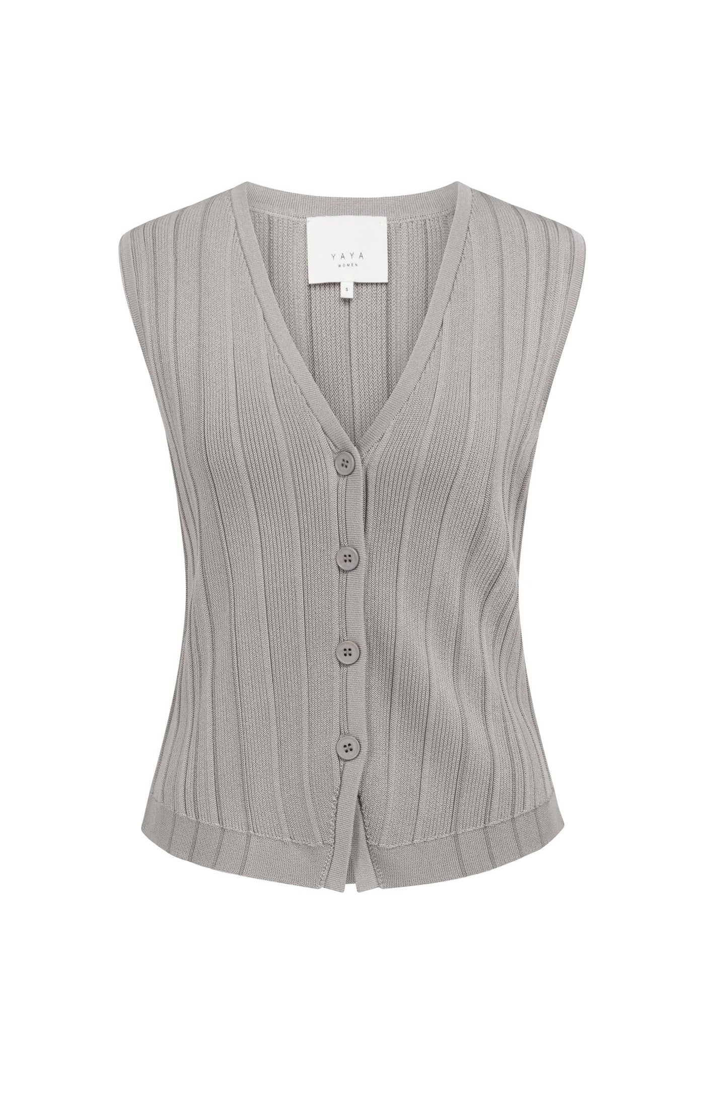 Yaya Rib Knit Vest - Alabaster Grey
