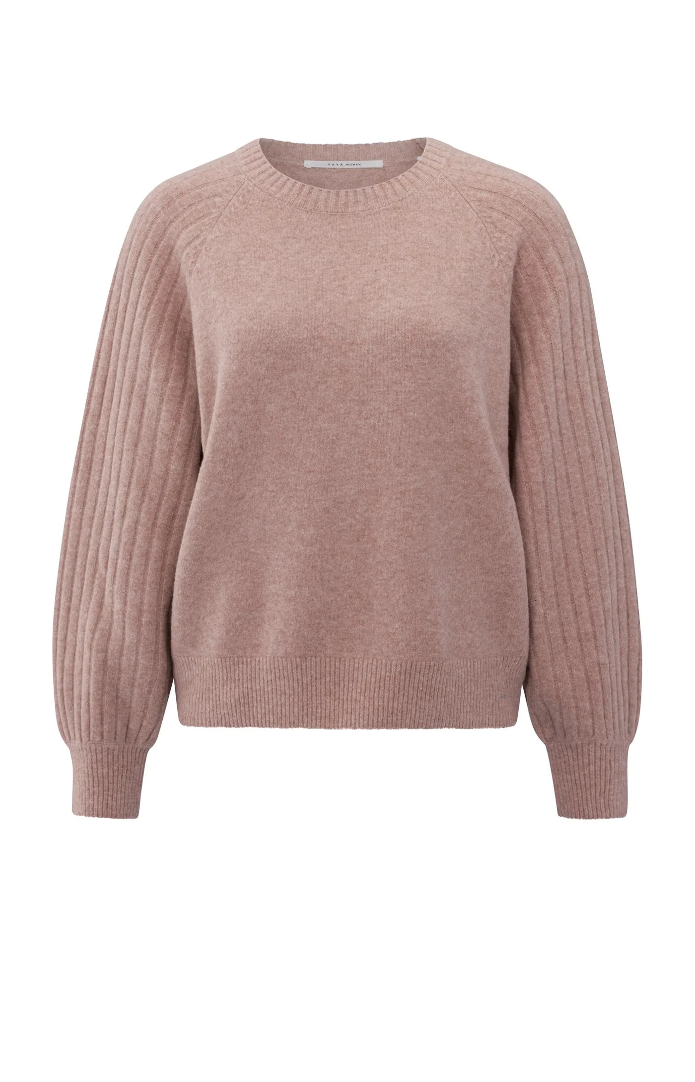 Yaya Rib Mixed Sweater - Blush Pink Melange
