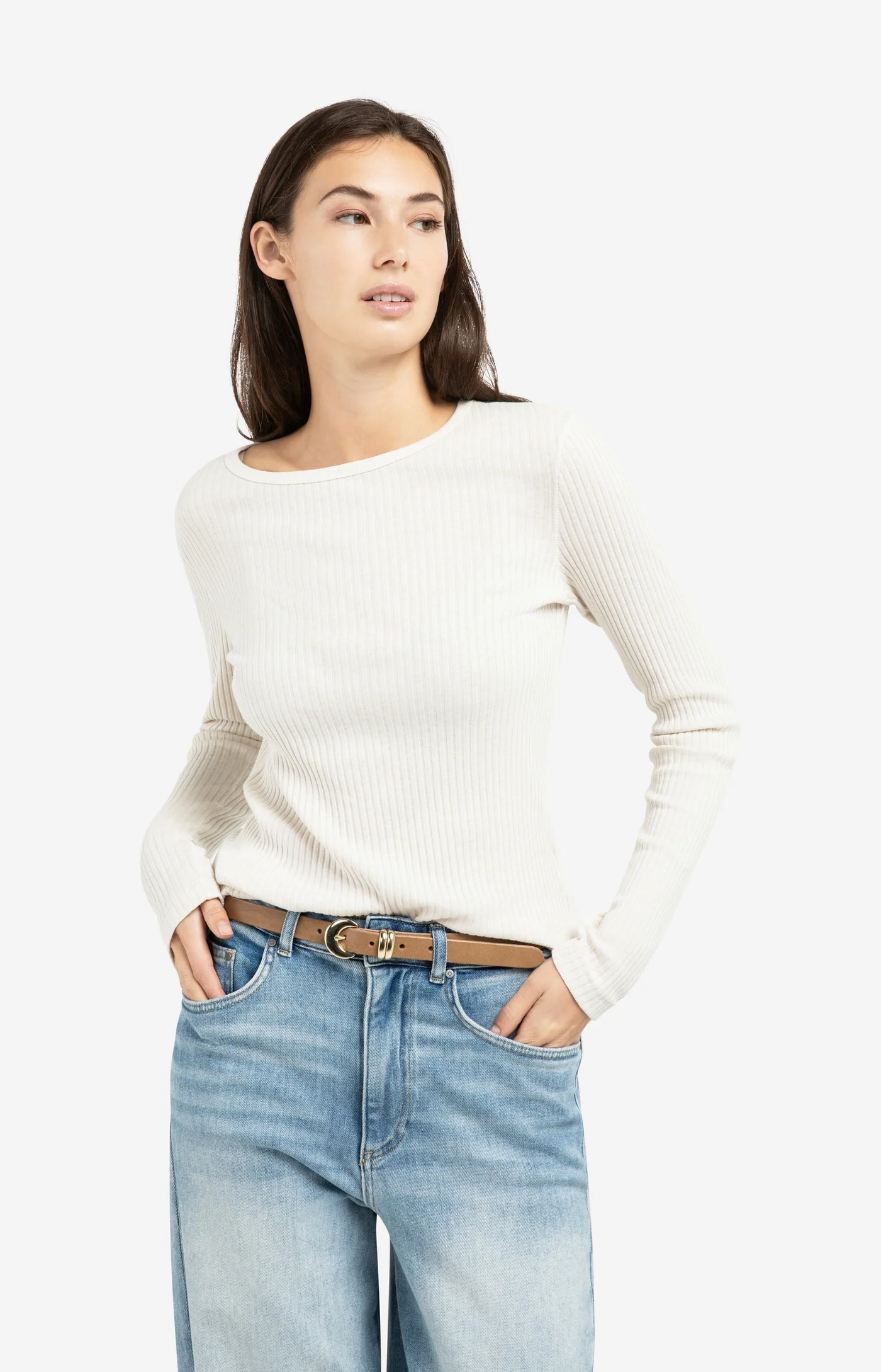 Yaya Ribbed Long Sleeved Tee - Snowfall
