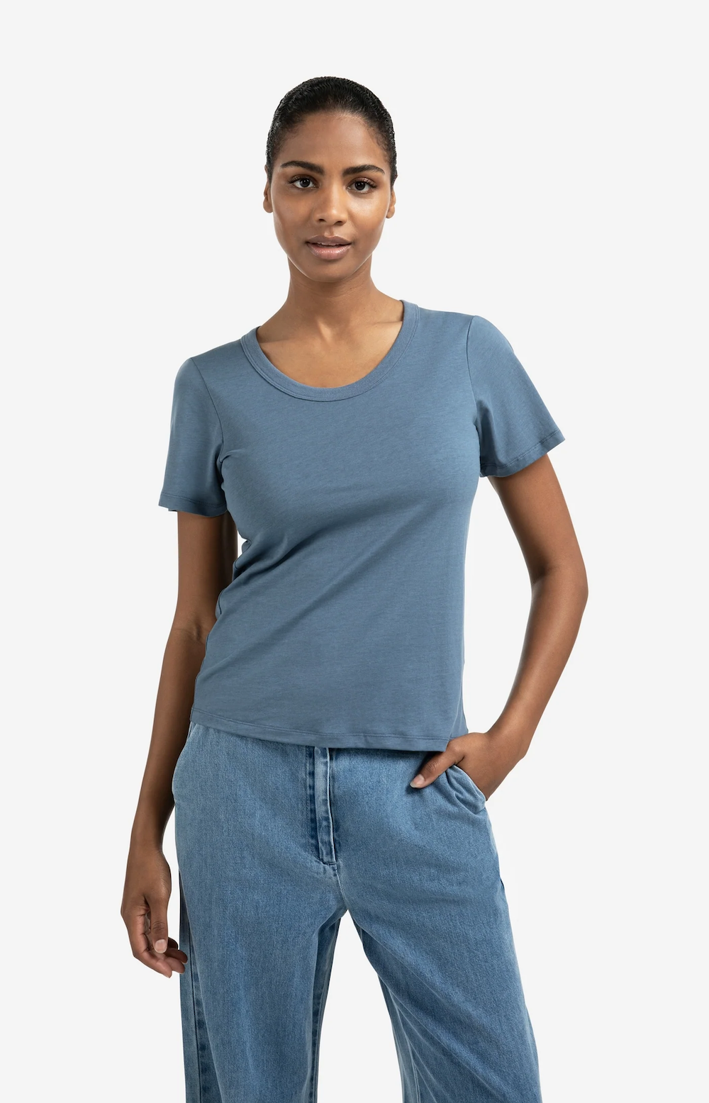 Yaya Round Neck SS Tee - China Blue