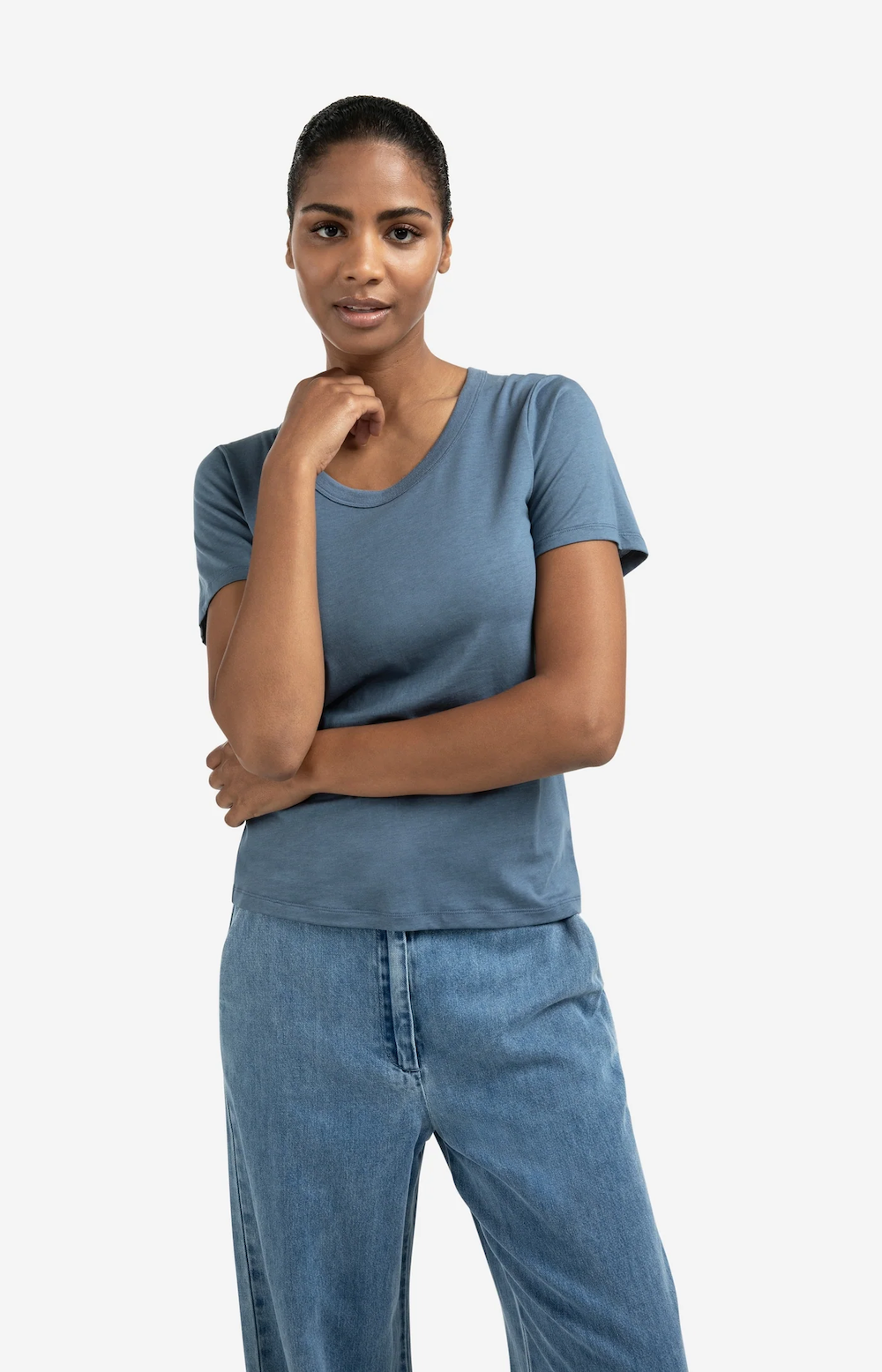 Yaya Round Neck SS Tee - China Blue