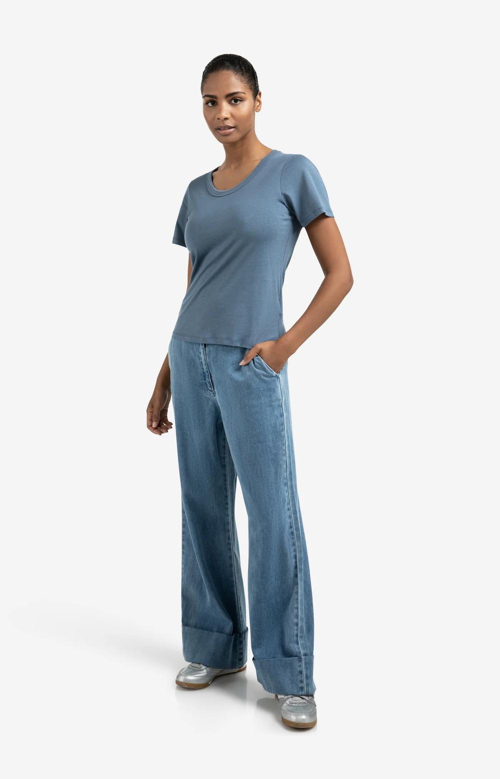 Yaya Round Neck SS Tee - China Blue