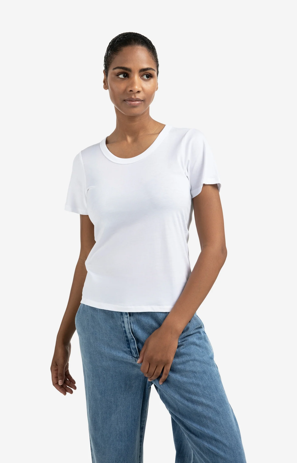 Yaya Round Neck SS Tee - Pure White