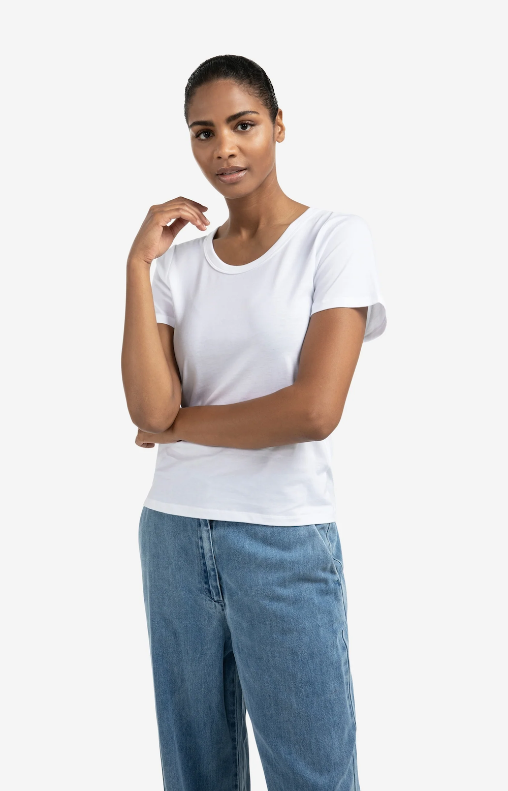 Yaya Round Neck SS Tee - Pure White