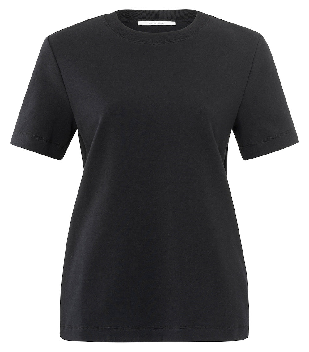 Yaya Round Neck Tee - Black Clothing - Tops - Shirts - SS Knits by Yaya | Grace the Boutique