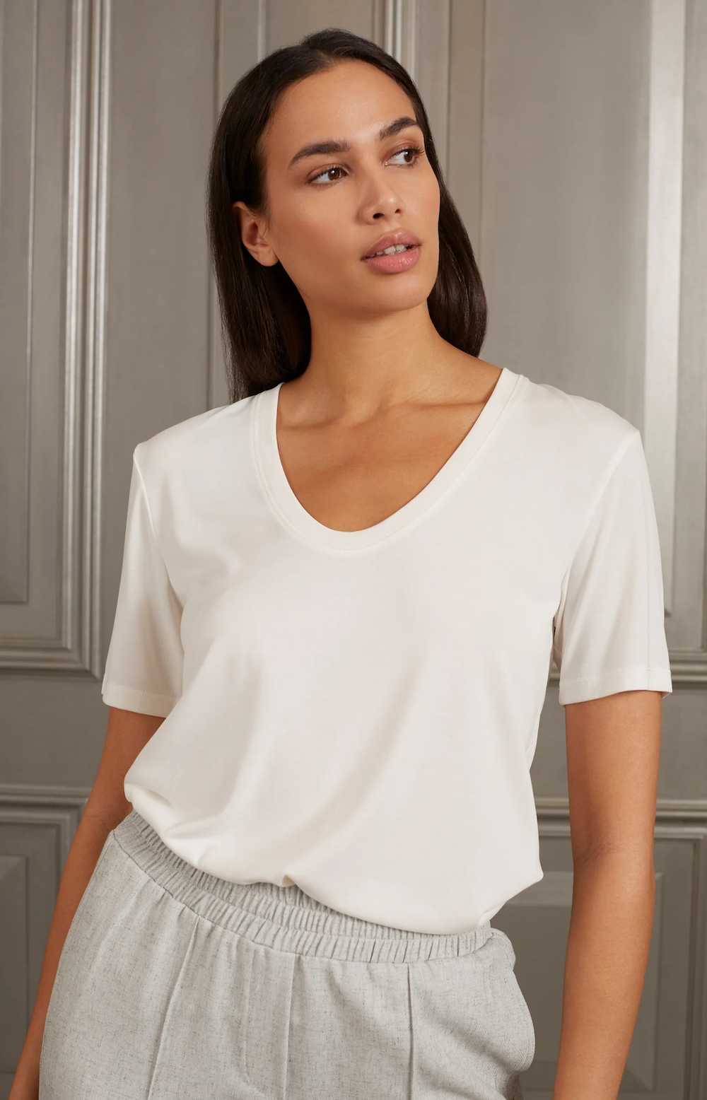 Yaya Round Neck Tee - Blanc de Blanc Clothing - Tops - Shirts - SS Knits by Yaya | Grace the Boutique