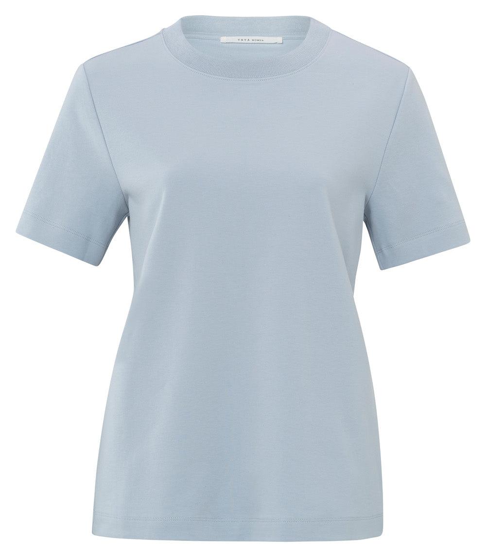 Yaya Round Neck Tee - Ice Blue Clothing - Tops - Shirts - SS Knits by Yaya | Grace the Boutique