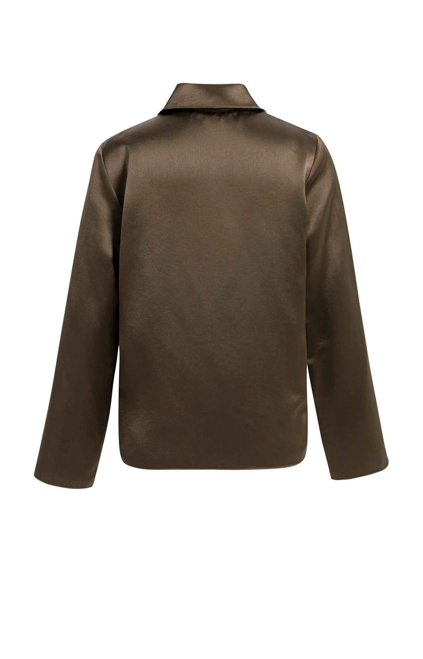 Yaya Satin Top with Collar - Cocoa Brown