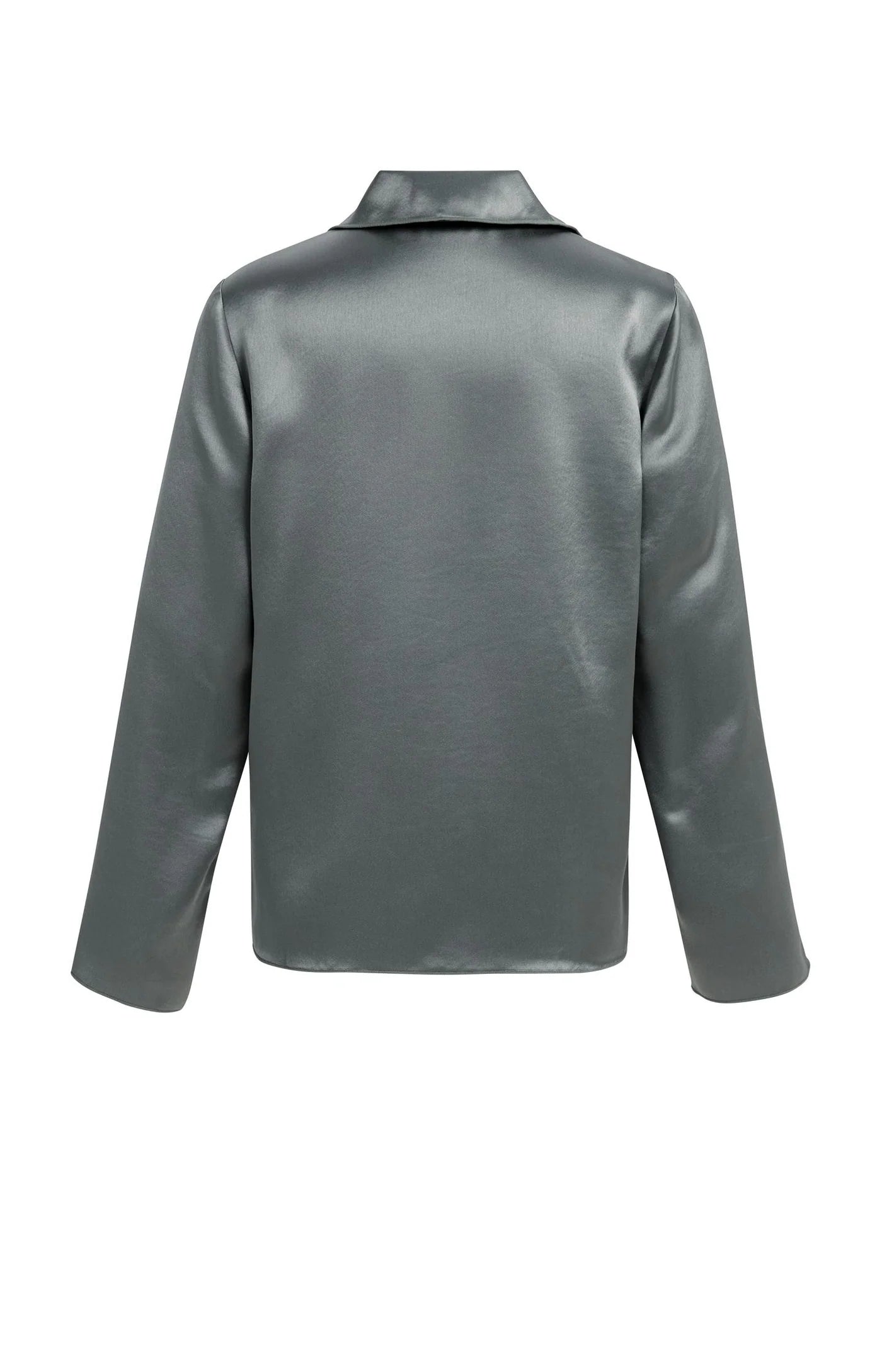 Yaya Satin Top with Collar - Soap Grey
