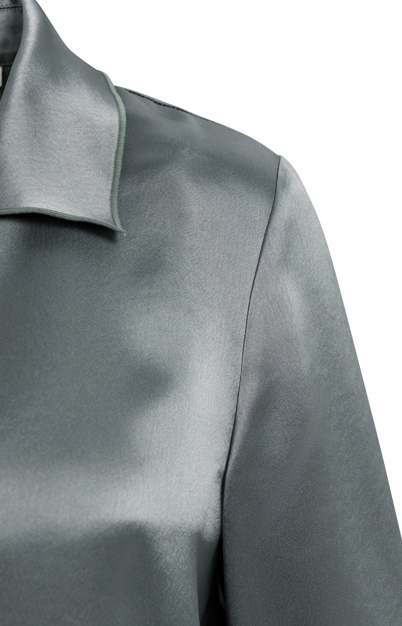 Yaya Satin Top with Collar - Soap Grey