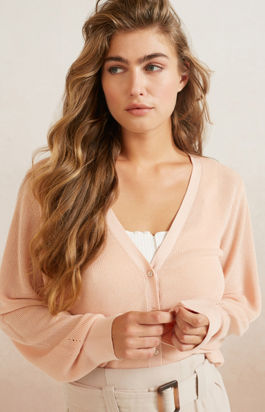 Yaya Short Cardi - Blush Pink Clothing - Tops - Sweaters - Cardigans by Yaya | Grace the Boutique