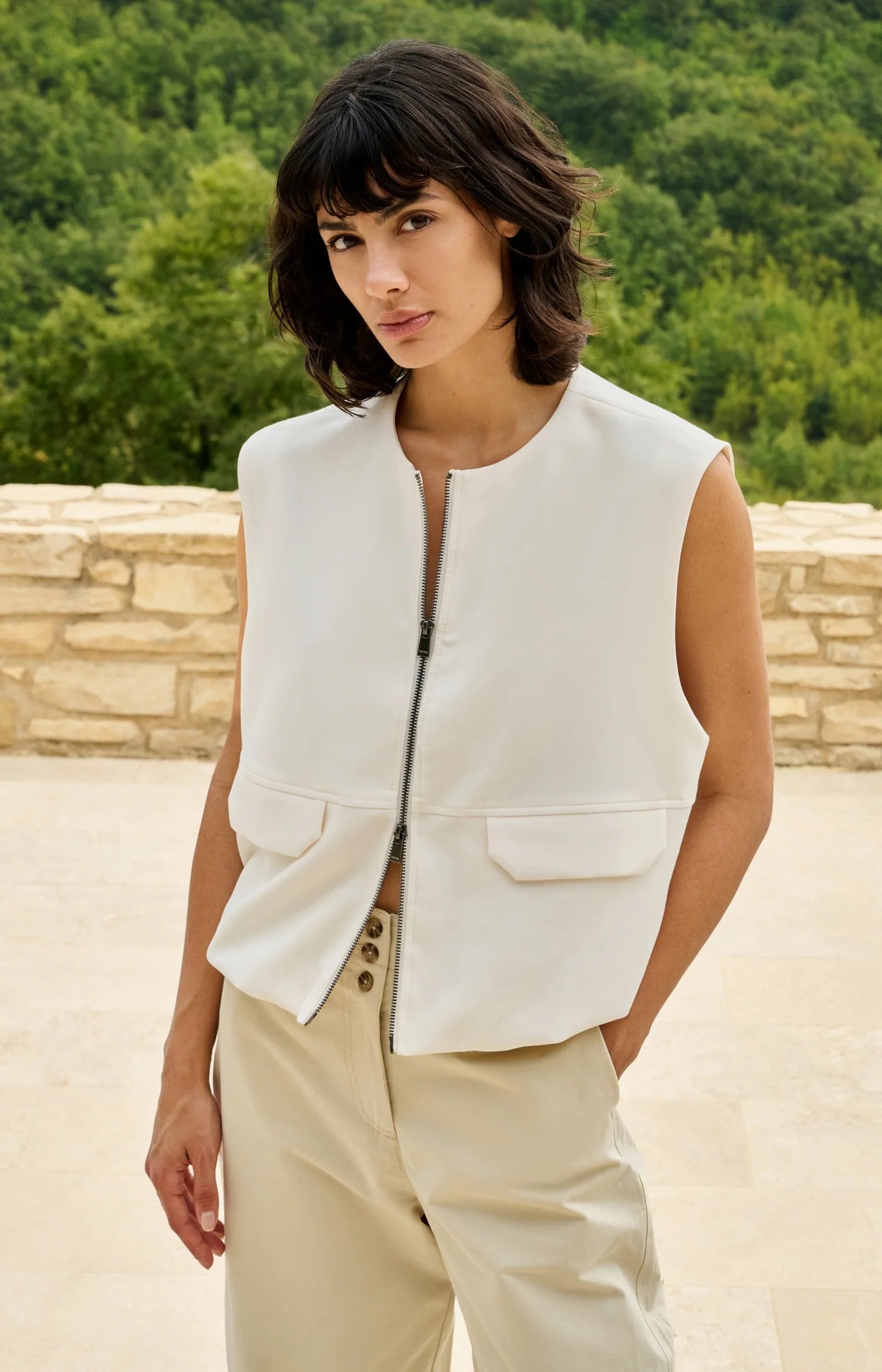 Yaya Sleeveless Jacket  - Ivory