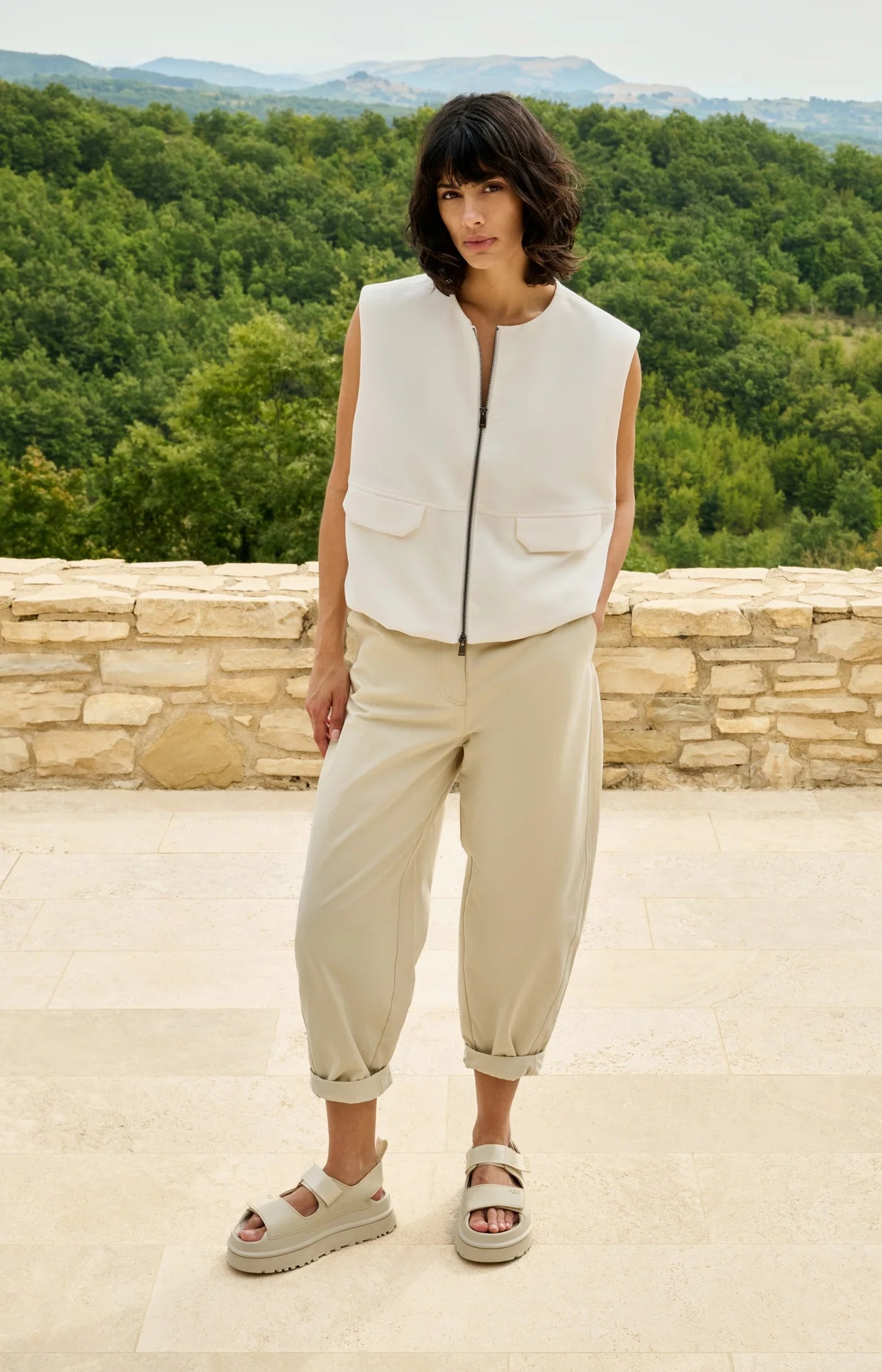 Yaya Sleeveless Jacket  - Ivory