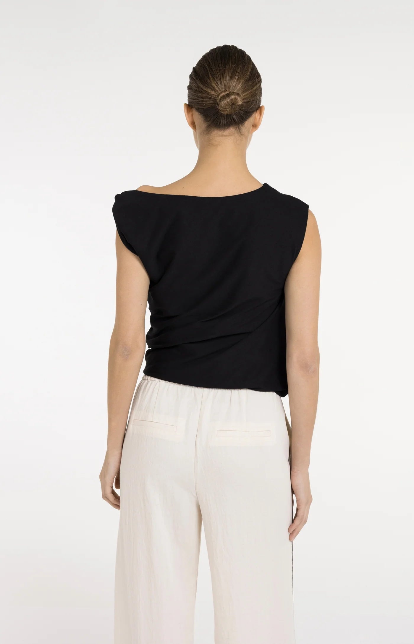 Yaya Sleeveless Twist Sleeve Top - Black