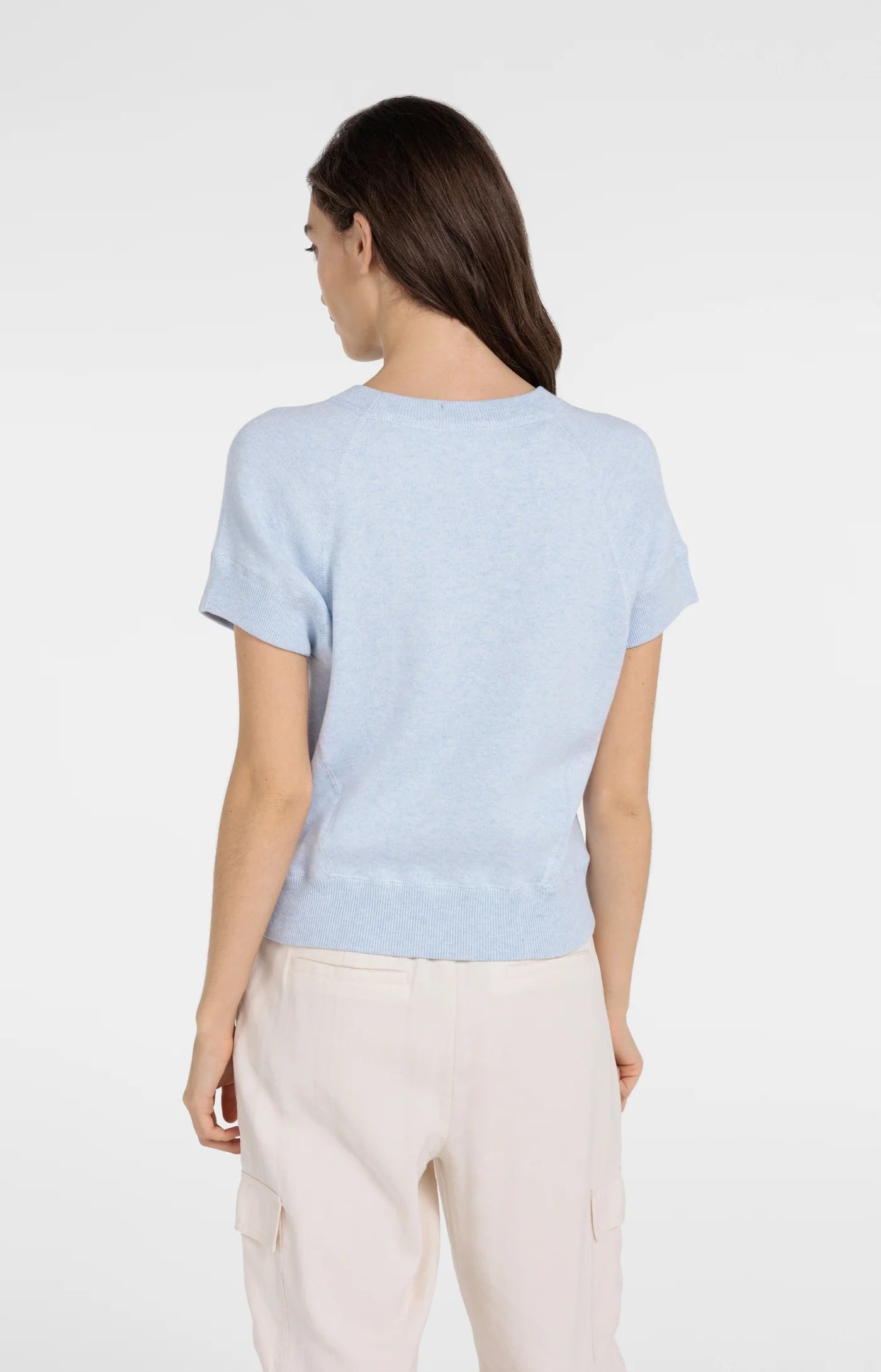 Yaya Stitch Detail Knit Tee - Light Blue
