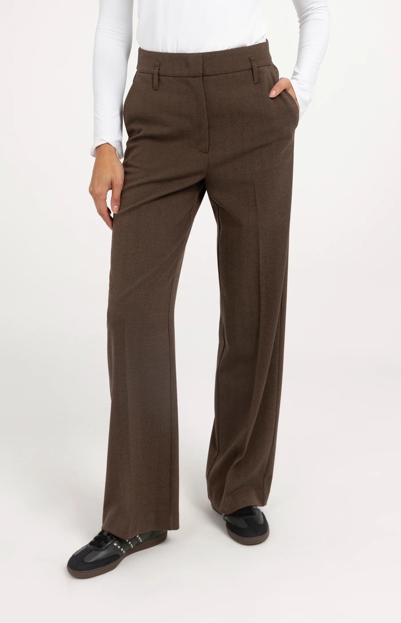 Yaya Straight Leg Dress Pant - Cocoa Brown Melange