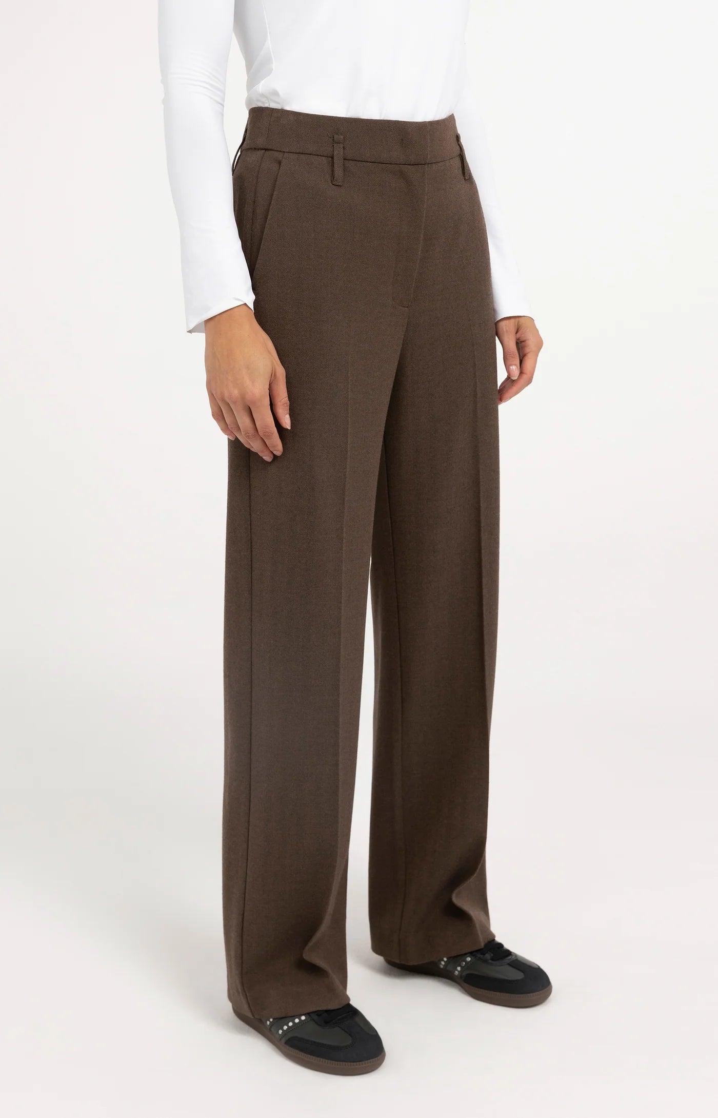Yaya Straight Leg Dress Pant - Cocoa Brown Melange