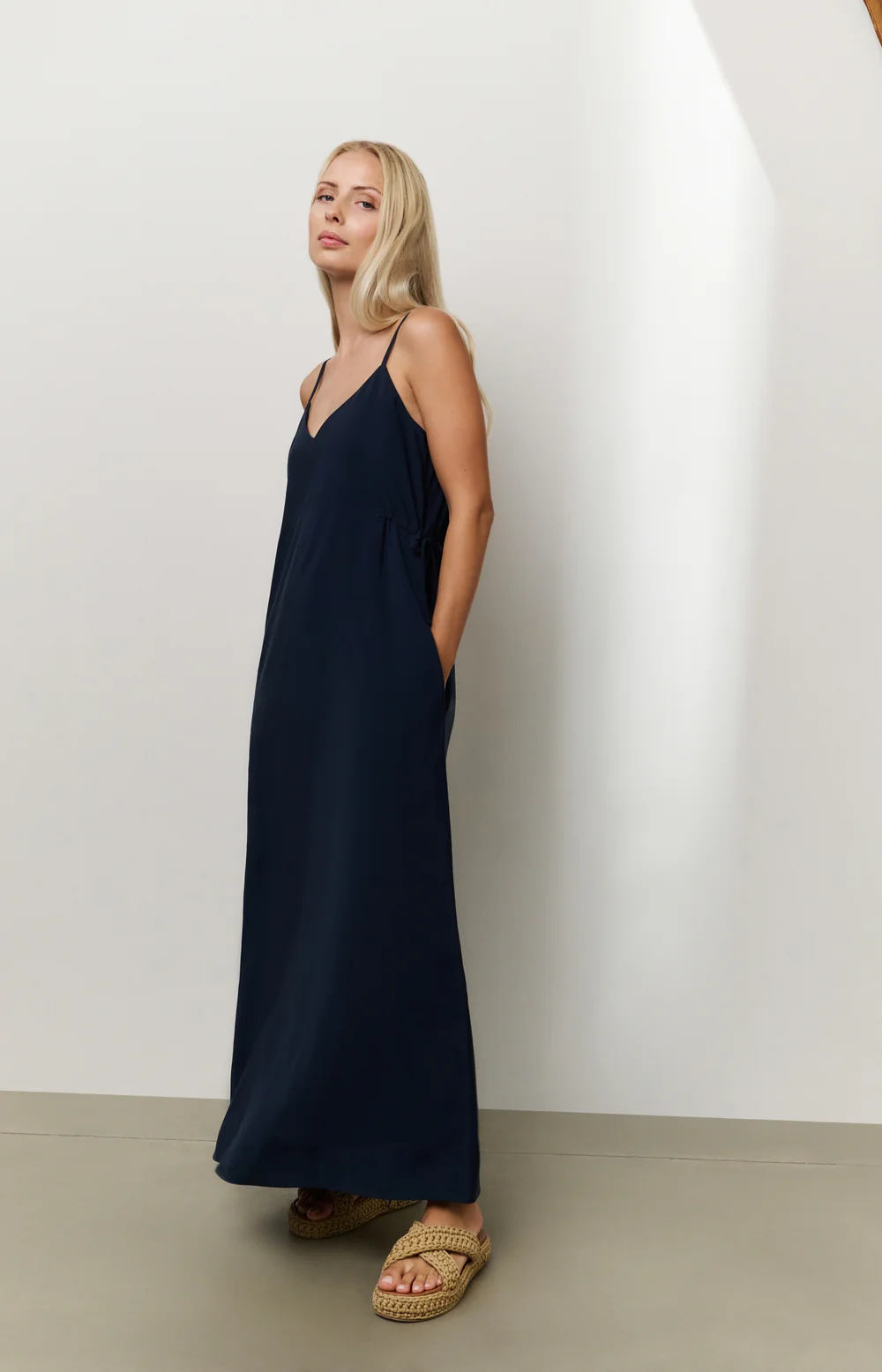 Yaya Strappy Drawstring Dress - Total Eclipse