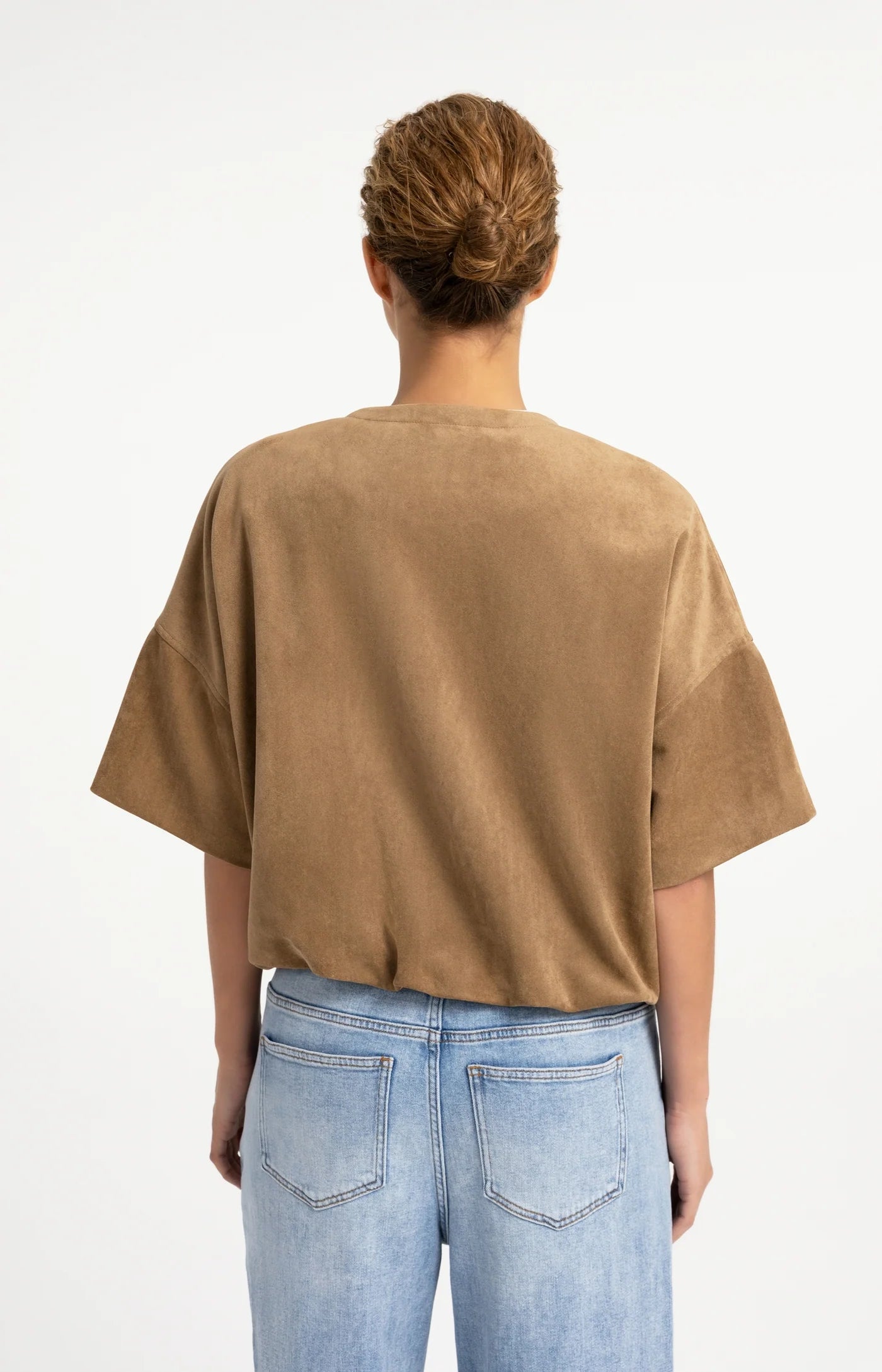Yaya Suedine Balloon Hem Jacket - Otter Brown